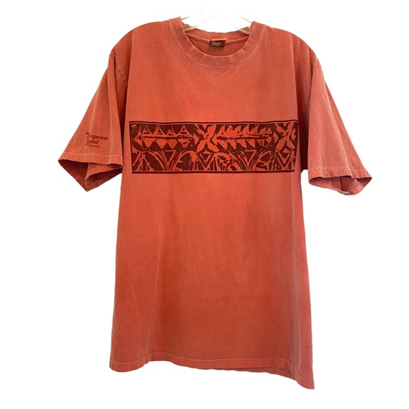 Crazy Shirts Men's Hawaiian Tribal Band Tee T Shirt Tangerine Orange Dyed Large - Picture 2 of 10